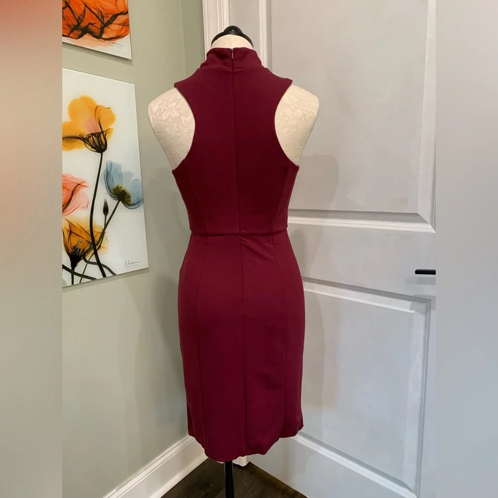 French Connection bodycon burgundy dress. Great for office or cocktail! - Picture 3 of 7